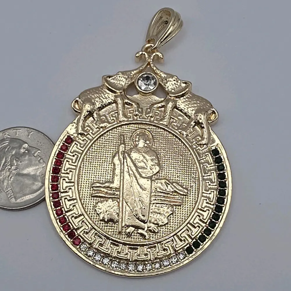 SAINT JUDE religious pendant colors stone's gold-plated 3x3 big pendant no chain