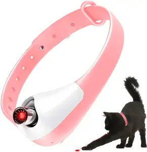 Rechargeable Interactive Laser Toy Collar for InPointerdoor Kittens & Cats, Cat Laser  for Cats, Electric Cat Collar Smart Toy, Best Pet Exercise Toys (Pink)