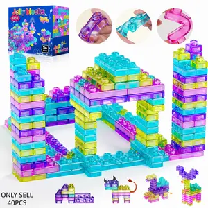 Soft Jelly Building Blocks Set for Toddlers 40PCS,Multi-color Stacking DIY Squishy Toy Set ,Safe Non-Toxic Squeezable &Stretchable Fun Blocks Toy for Kids 3+,STEM Montessori Early Learning Sensory Tactile Play,Creative Construction Bath Toy ,Birthday Gift