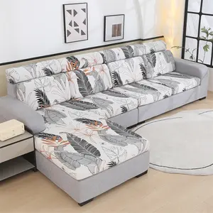 Polyester Stretch Sofa Cover, Milk Silk Print Elastic Dustproof Couch Slipcover, Soft Skin-Friendly Fabric, L-Shaped Sofa Fit