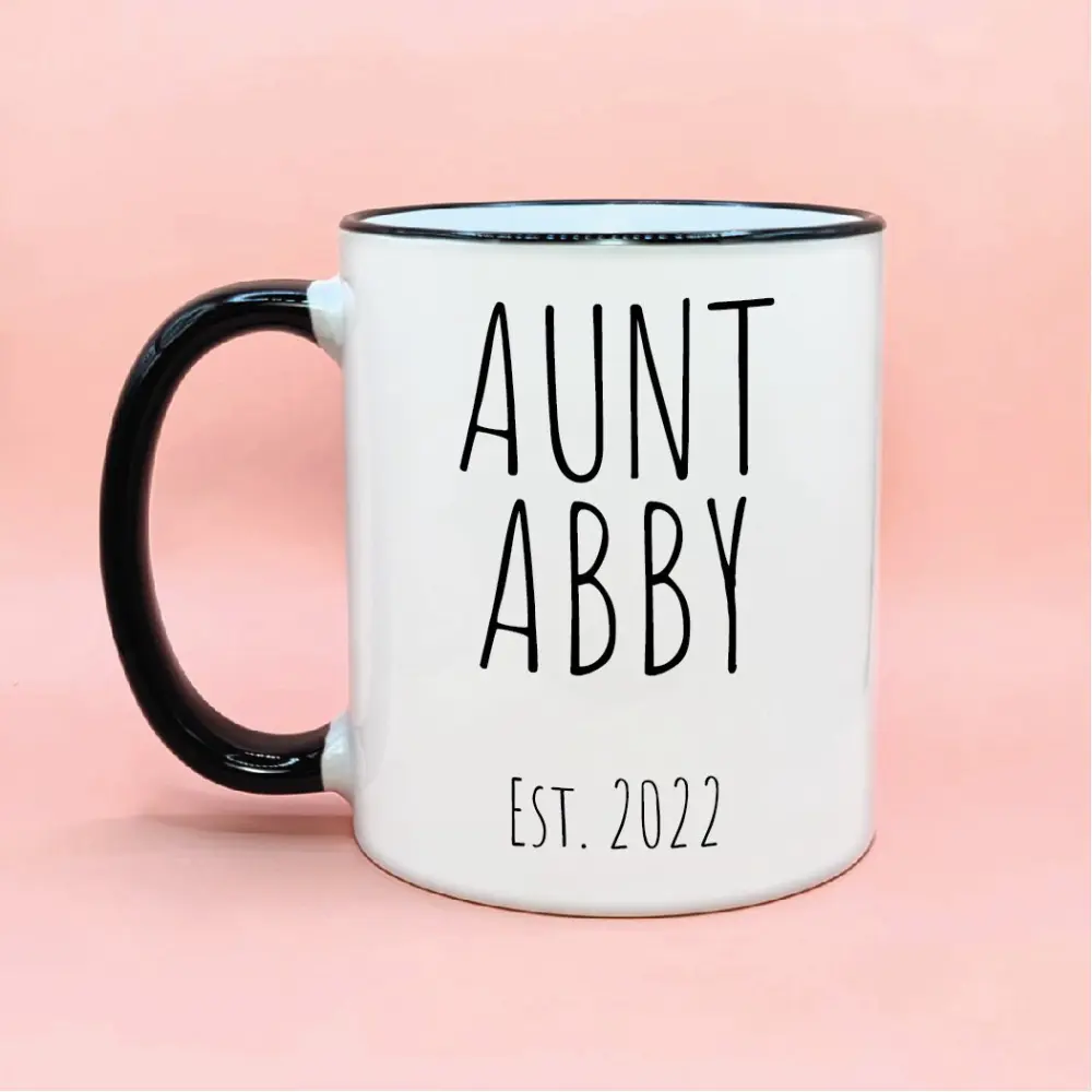 Aunt Name #1, New Aunt Gift Idea, Cute Aunt Coffee Mug, Baby Reveal Aunt Gifting Idea, New Baby Aunt Coffee Cup Gift, Personalized Aunt Gift
