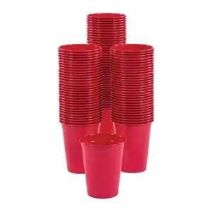 16 oz. Bulk 100 Ct. Red Disposable Plastic Cups
