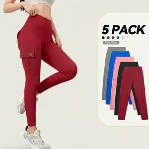 CQQNBV Women's High Waisted Gym Workout Leggings - Tummy Control Cargo Pants with 4 Pockets, Slim Fit, Breathable Fabric for Yoga and Streetwear Stretchable Activewear cargo pants women