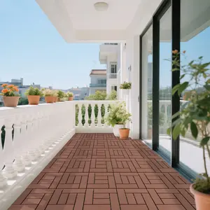 Zugelan Brown Interlocking HDPE Plastic Deck Tiles, 44-Pack 12"x12" Durable Waterproof All-Weather Flooring for Outdoor/Indoor Patio, Poolside