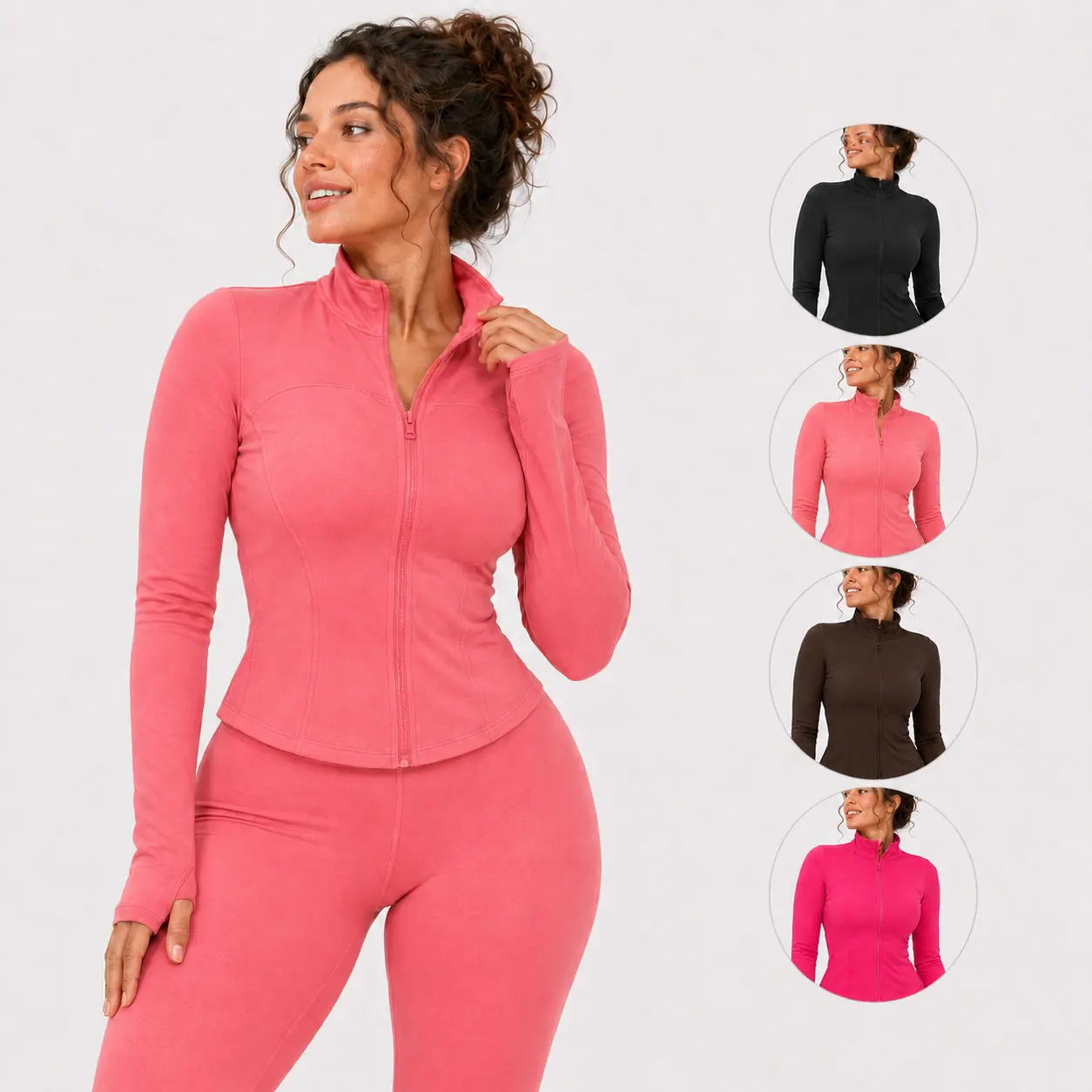 Women's Full Zip Sculpted Fit Sports Active Jacket - 4-Way Stretch, Breathable, Moisture-Wicking, Lightweight, All-Day Comfort Outerwear
