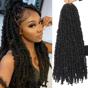 Distressed Butterfly Locs Crochet Braids 22 Inch Pre Fluffed 12 Packs Synthetic Hair for Black Women hairpiece wig fashion Bohemian Braided Wig Artificial Wig