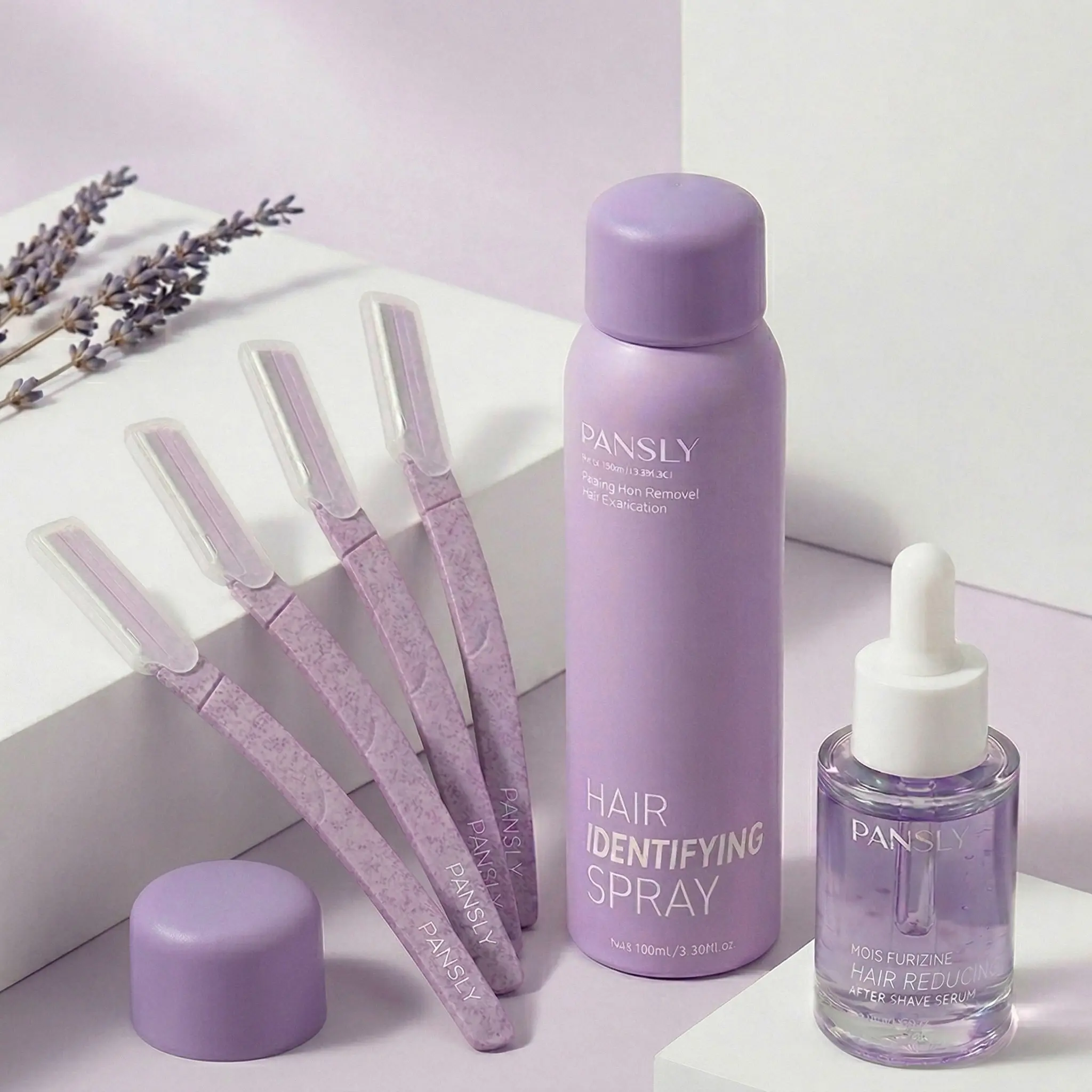 Women's Painless 2-In-1 Dermaplaning Tool Kit - 4 Razors, 45° Hair Reveal Spray, Sensitive Soothing Serum, Moisturizer, 2-Step Care Set for All | Dermaplane, Sensitive Skin, Smooth Gentle Hair Depilatories