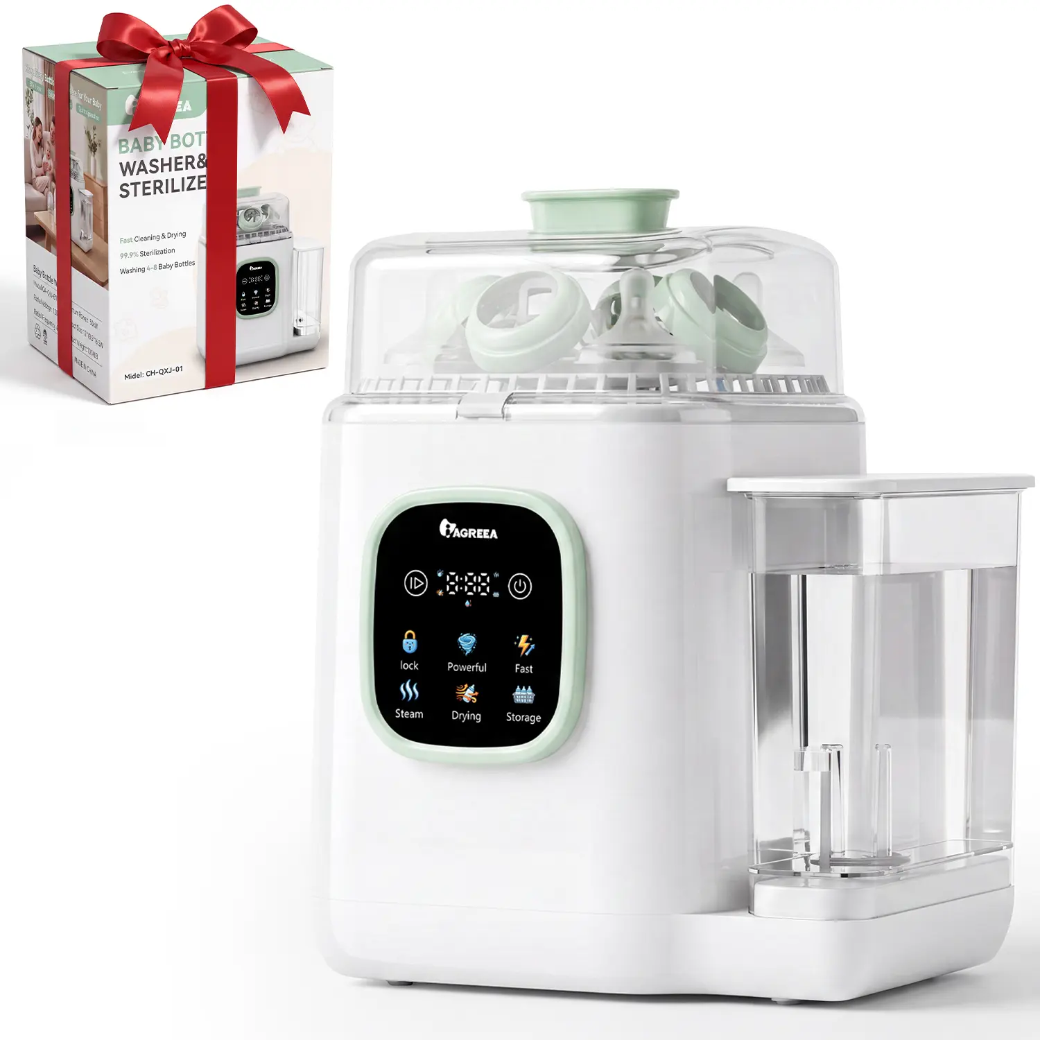 IAGREEA Baby Bottle Washer Pro, 4-in-1 Cleaning Machine Fit 8 Bottles, 30 Spray Holes, Washer, Sterilizer + Dryer In One Appliance for Essentials like Bottles + Pump Parts Bottle Sanitizer And Dryer Built In Sterilizer