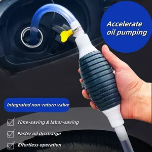 Manual Portable Liquid Transfer Siphon Pump Set with 100cm Fuel Hose, Flow Control Valve, Clamps and Hand Pump, Ideal for Fast Transfer of Fuel, Oil, Water and Other Liquids, Siphon Hose Pump for Car and Motorcycle Repair Tools
