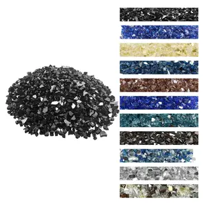 【Summervibes】VEVOR Fire Glass, 10 LBS / 4.5 KG High-Temperature Resistant Fireplace Rocks, 1/2-Inch / 12.7 mm Reflective & Smokeless Firepit Glass Rock, High Luster Stone Landscaping for Fire Pit Table, Black