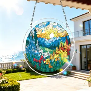 Acrylic puzzle sun catcher 83 pieces, Dawn Flower Sea sun catcher puzzle, sun catcher puzzle window hanging, home and garden decoration, 20cm