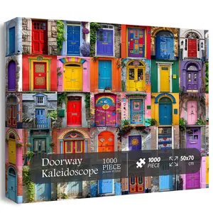 Colorful Door Puzzles for Adults 1000 Pieces, Vintage Unique Jigsaw Puzzle, Difficult Door Art Puzzle as Home Wall Decor, Funny Challenging Puzzles for Adults