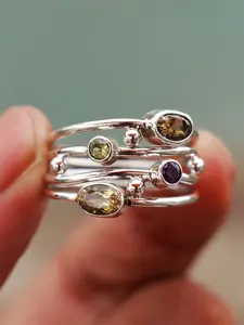 1 PC Glamorous Cubic Zirconia Stackable Ring For Women For Valentine's Day Gift Wedding Anniversary Party Jewelry