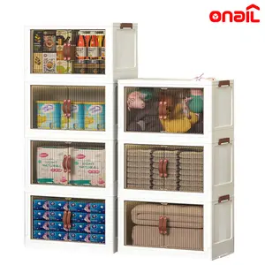 ONAIL Foldable Storage Bins 128QT with Lid, Magnetic Doors & Lockable Wheels, Stackable storage Boxes for Living Room, Office, Kitchen, Dorm