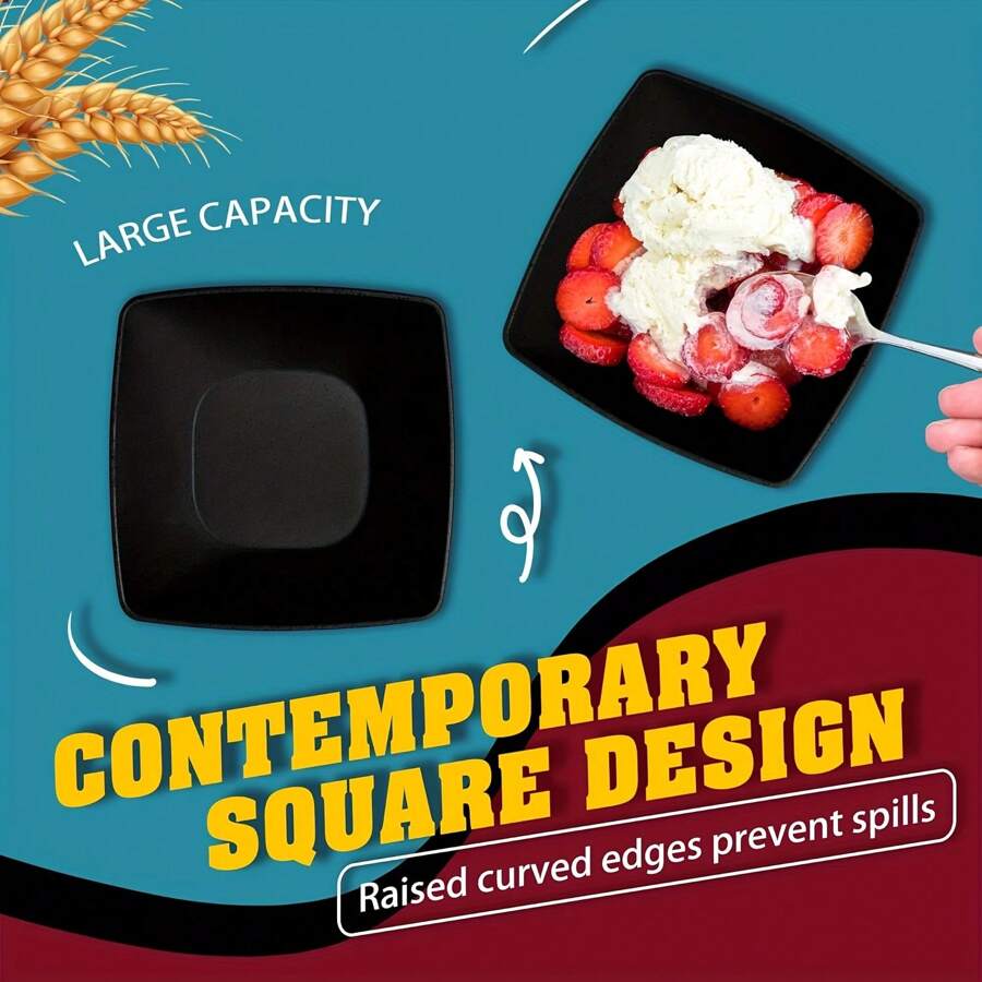 16/32Pcs Plastic Square Dinnerware Set - Durable Dishwasher Safe Microwave Safe, Stackable, Space-Saving - For 4 People, Includes Dinner Plates, Salad Plates, Snack Bowls, Tumblers 20 Oz