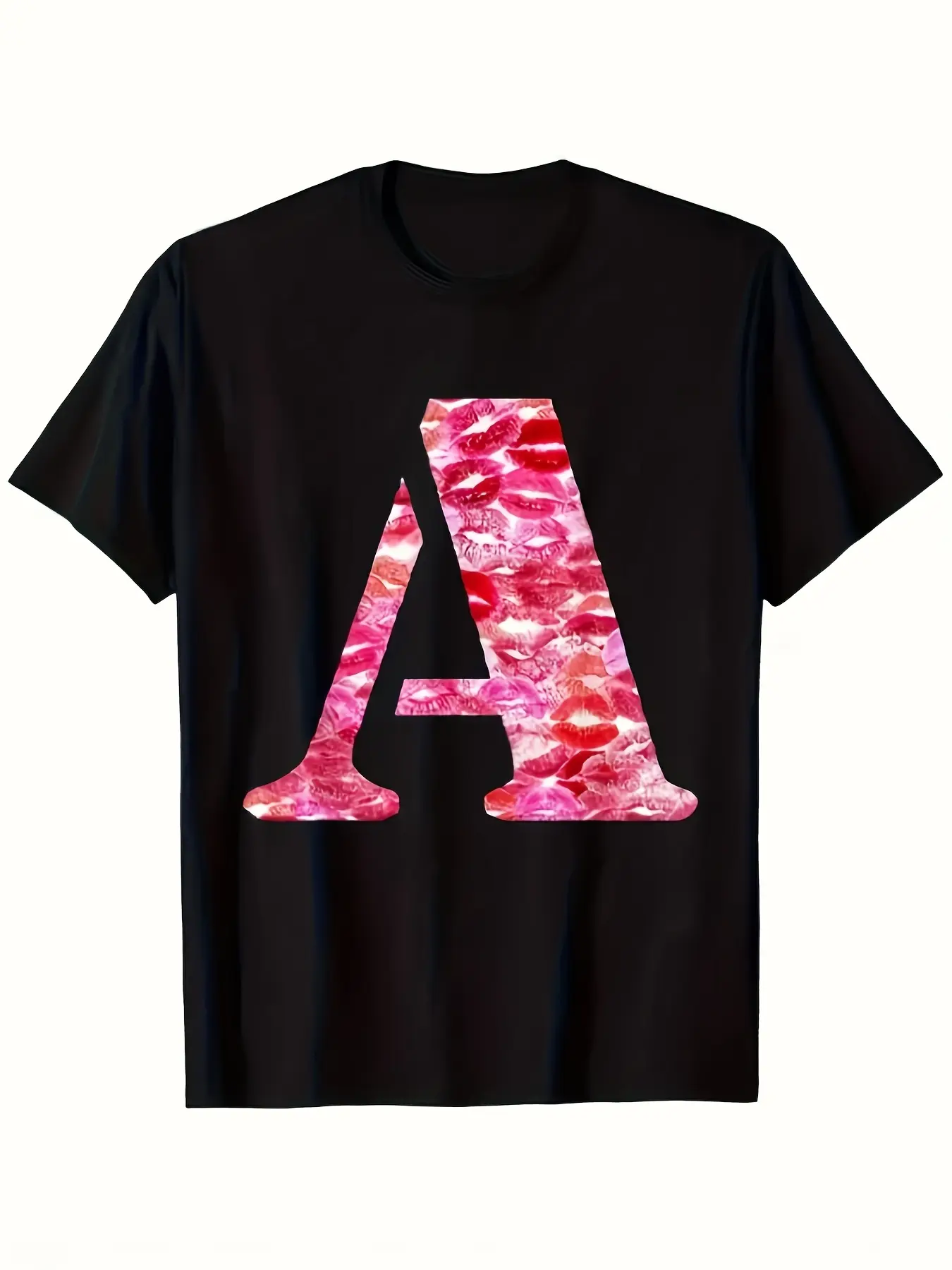 Men's Women's Black Lipstick KissPrint A Letter Gr unisex soft cotton short sleeve t shirt, vintage graphic casual tee for men women teens, perfect birthday holiday gift for camping travel gym daily street  wear