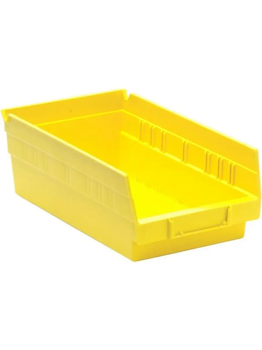Quantum Storage QSB102YL Tough Polypropylene Plastic Shelf Bin, Yellow Single Unit Home Organizer - 4 in Height, 11.62 x 6.62 x 4 in Dimensions, Durable Rectangle Economy Bin