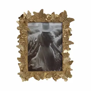 Sagebrook Home 21394 5 x 7 in. Polyresin in Bloom Photo Frame, Gold