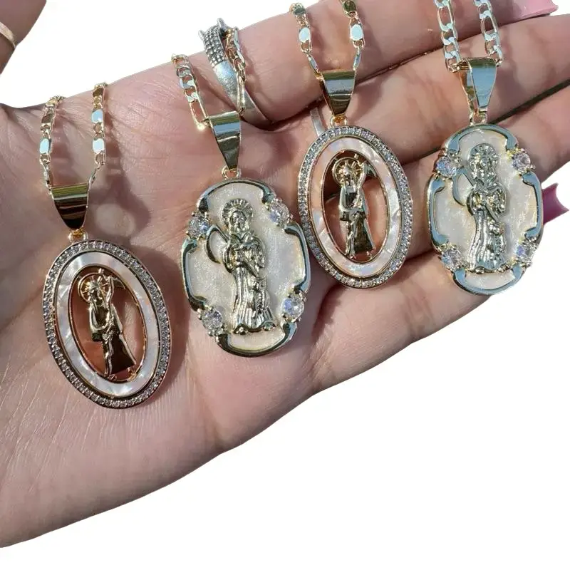 Santa Muerte Medalla Necklace - Different Styles