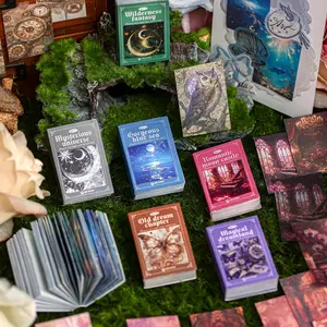 Fantasy Series Material Paper, 100 Sheets/book Scrapbooking & Journal Making Paper, Sticker Packs, DIY Decorative Paper for Scrapbooking & Journal Making & Handmade Craft, Adhesive Stickers