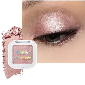 Single Eyeshadow Palette, Rose Gold Ice Pink Nude Glitter Cream Eye shadow Palette Singles Brightener Makeup for Older Women, High Pigment Waterproof Monochrome Eyeshadow