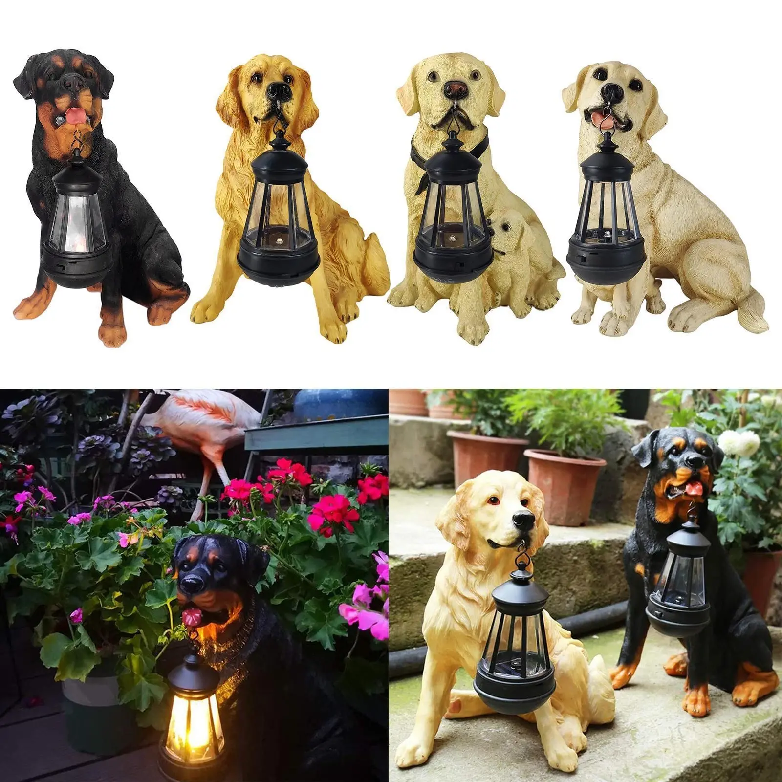 Lifelike Resin Vintage Labrador Retriever Bobblehead Figurine - Waterproof Outdoor Garden Decor, Front Porch Decor, Textured, Statues & Bobbleheads, Warm Gentle Glow Welcoming Home Gift