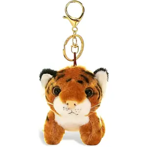 BloomWish S Tiger Keychain Cute Tiger Plush Bag Charm Derpy Keychain Bengals Animal Accessories Bag Key Rings Jewelry Gift