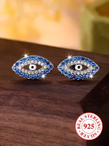 S925 Sterling Silver Earrings, Eye Design Rhinestone Decor Stud Earrings for Women & Men, Fashion Jewelry for Party, Daily Decor, Trendy All-match & Exquisite Jewelry for Gift, Studs Earrings
