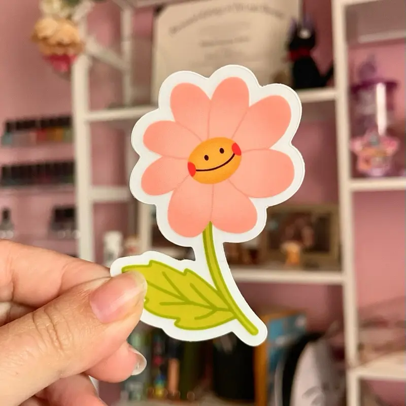 Happy Flower Sticker Transparent Matte Vinyl