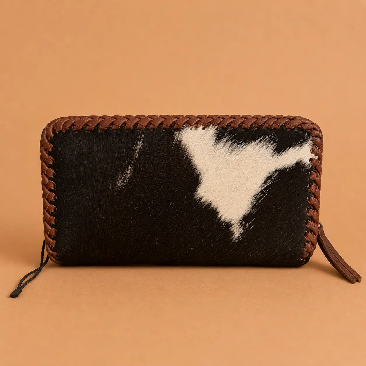Cowhide Braided Clutch Wallet Crossbody
