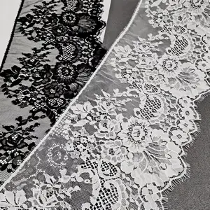 Premium Nylon Eyelash Lace Roll 3m, and Colors Available, Elegant Floral Design, Perfect for Clothing, Lingerie, Dresses, Hats, Curtains