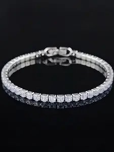 Elegant Rhinestone Decorated Copper Bracelet, Fashion Luxury Jewelry for Women and Girls, Trendy Accessories for Party and Daily Life, Holiday Gifts for Women and Girls, Rhinestone Decor Bangles