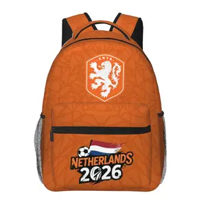 Lightweight Soccer2026 Backpack Lovely Cartoon 2026 World Football Travel Casual Laptop Backpack Hiking Daypack Featuring Dutch Players Design for Birthdays