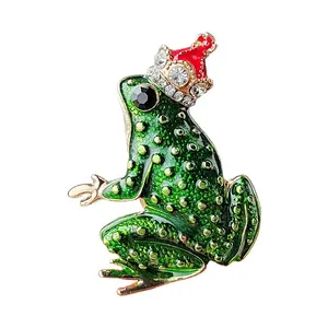 Fashionable alloy full diamond versatile frog brooch cartoon animal chest flower enamel jewelry brooch