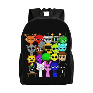 Custom Sprunki Backpacks Men Women Casual Bookbag for School College Music Game Bags