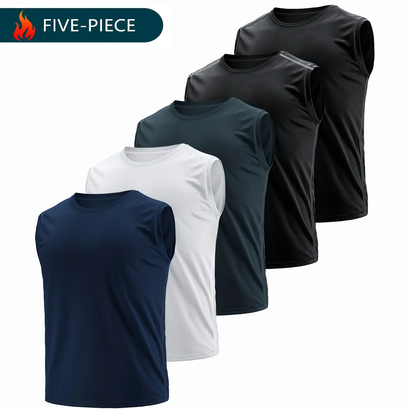 HOPLYNN 5 Pack Men's Athletic Compression Shirts Sleeveless workout tops  Tank Top Sports Base Layer Running Basketball gym outfits   gym fits