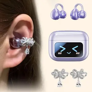 [Summervibes] Coucur 2026 M100 Fashion Clip-On Earphones, featuring interchangeable earring accessories, an audio-visual touchscreen, and wireless audio transmission technology. Equipped with Bluetooth 6.0 for faster and more stable connections.