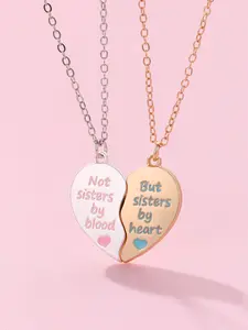 2 Piece Letter Sister Bestie Friendship Necklace Set, Simple Heart Pendant Choker Chain, Birthday Gift for Friends, Fashion Accessory