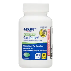 Equate Extra Strength Gas Relief Softgels, Simethicone 125 mg, 72 Count – Fast-Acting Relief for Gas, Bloating & Pressure, Healthcare Fitness Vitamin