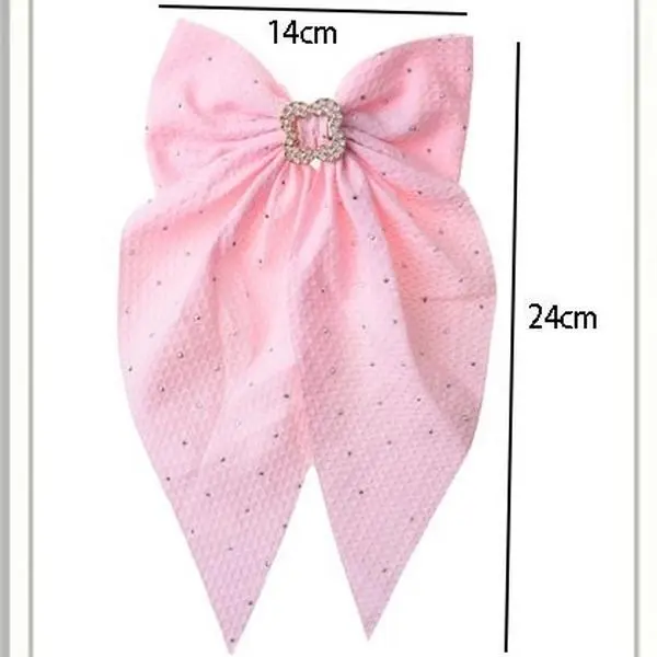 Moño para el cabello lo 14cm x 24cm Pink Bow with Diamond Accent Hair Accessory