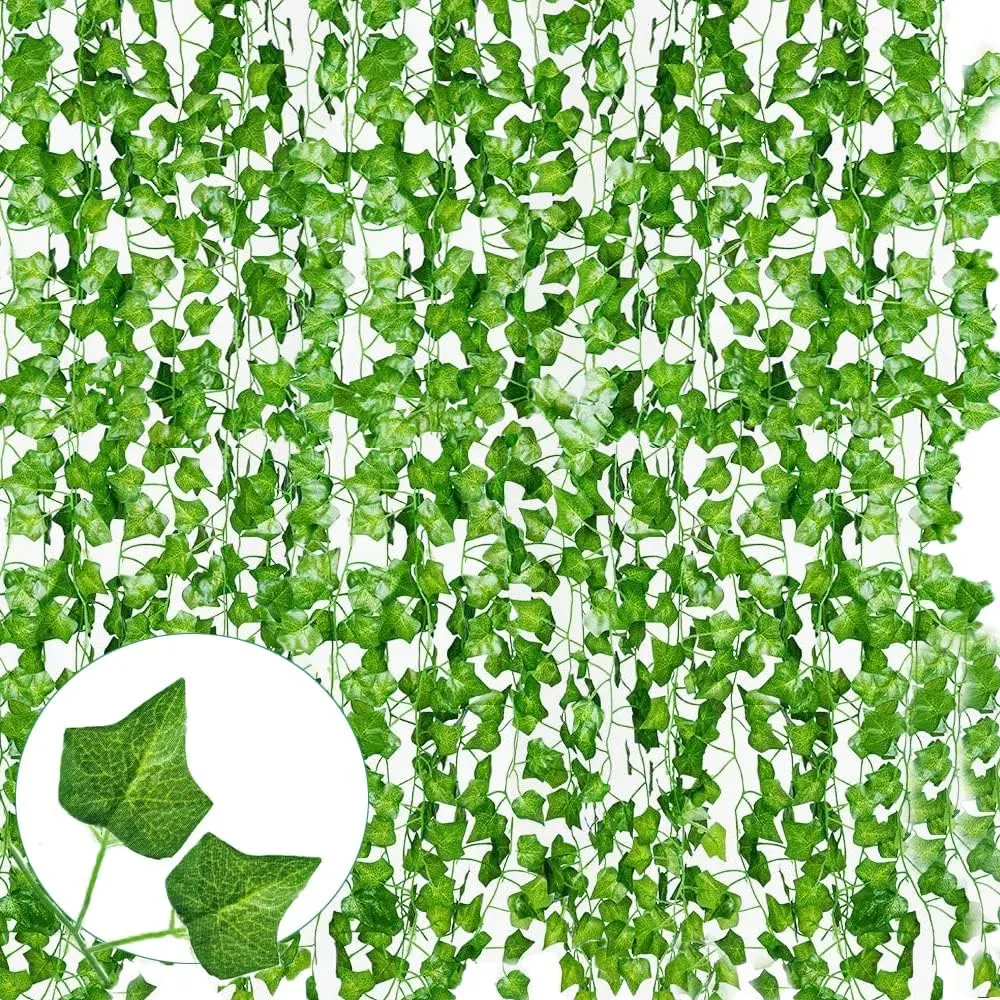 12 Pack 86Ft Artificial Ivy Garland  ,  Ivy Leaves Greenery Garlands Hanging  Vine for Aesthetic Bedroom Garden Party Wedding Wall Room Christmas Decor