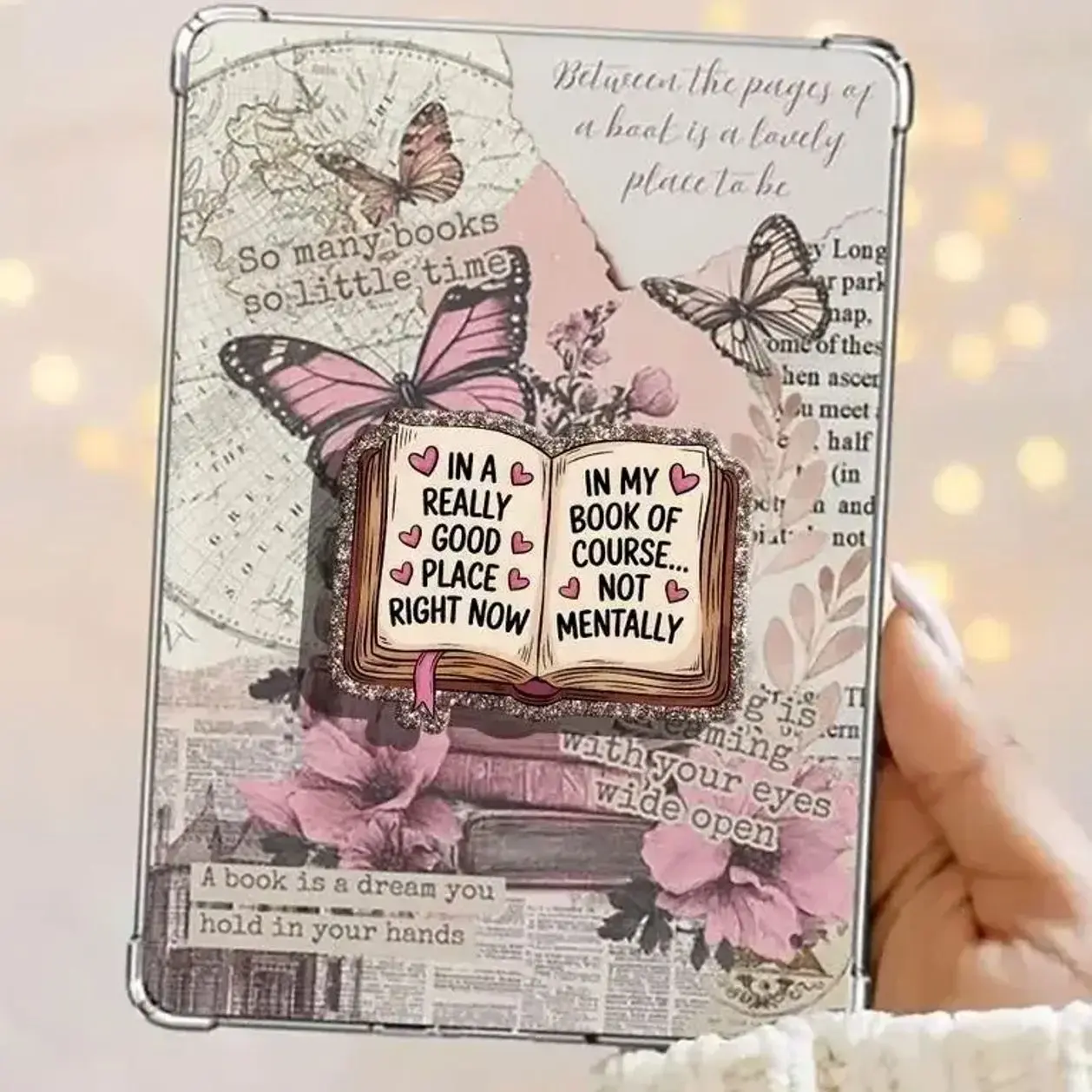 Cute In My Book a Really Good Place Retro Vintage Book Mental Health Magnetic Kindle Grip Kindle Holder Book Lover Grip Kindle Accessories Phone Holder MagSafe PopSocket Phone Grip Magnetic Pop Socket Phone Grip