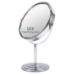 10X magnification makeup mirror, 5.1 inch double-sided desktop mirror, 1x/10x magnification desktop mirror, suitable for vanity, bathroom or bedroom, ideal gift for women, desktop makeup mirror, stable in both sitting and standing positions