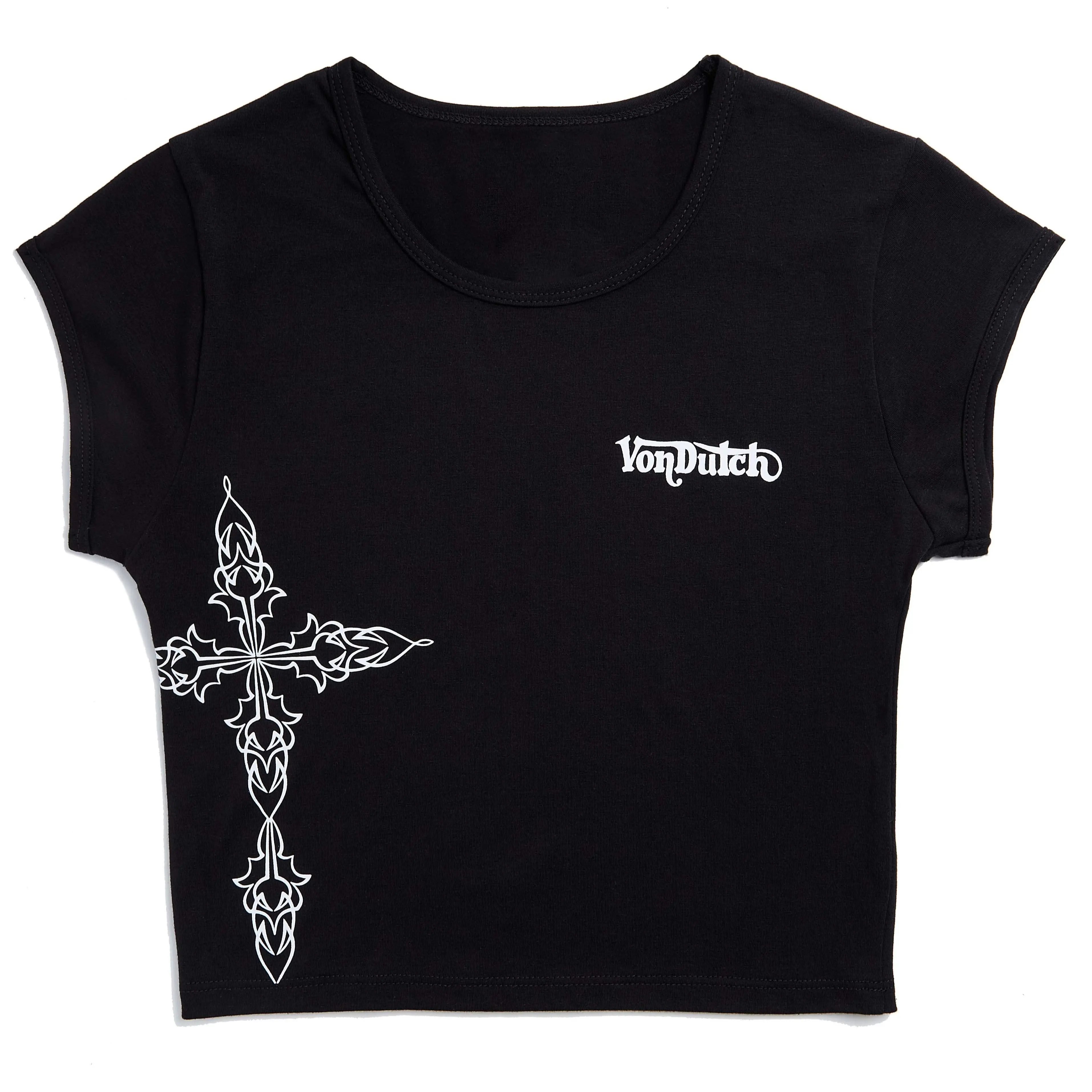Von Dutch Black and White Chopper Cross Baby Tee
