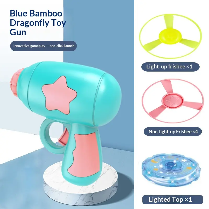 Blue + 4 non-luminous frisbees + 1 luminous frisbe