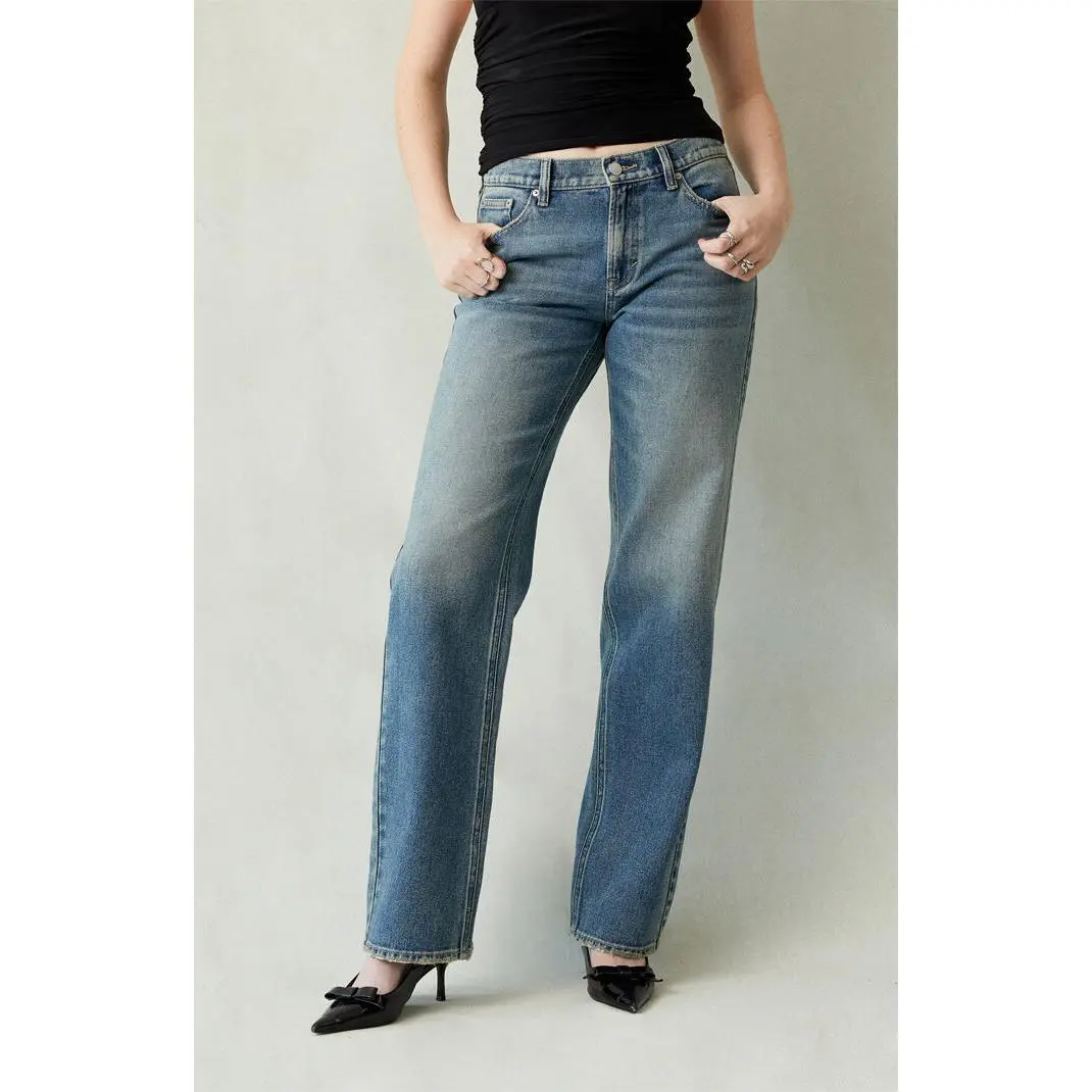 Pacsun Women's Jordyn Low Rise Straight Leg Jeans Medium Blue Tinted Pacsun Women's Jordyn Low Rise Straight Leg Jeans Medium Blue Tinted