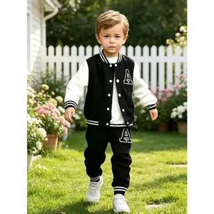 European And American Baby Boys' Autumn Winter Baseball Suit with Letter A Printed Jacket And Letter A Printed Pants Two-Piece Set [Targeted Development], for Outdoor