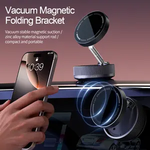 2026 Magnetic Car Phone Mount with Vacuum Suction & 360° Rotation, Foldable Dashboard Holder for iPhone & Android, Adjustable Arm, Zinc Alloy Support, Compatible with Most Smartphones and Car Surfaces