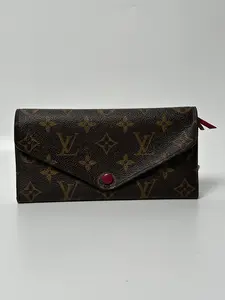 Pre-owned Louis Vuitton leather Long Wallet Monogram Canvas Josephine Wallet Red Rouge Interior JE322LV
