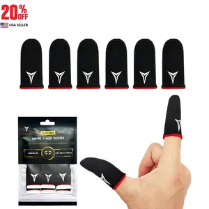 6 Pack Mobile Phone Gaming Finger Sleeves, Nuozme Finger Sleeves Compatible with All Touchscreen Devices, 0.15mm Superconducting Nanofibers, Smooth Feel, Anti-Sweat, Extremely Thin, Red Edge